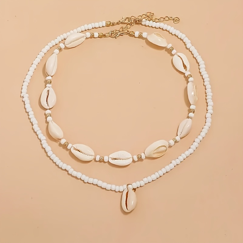 Bohemian Shell Pendant Beads Necklace Set